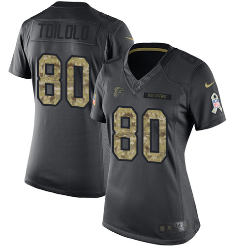 Women's Limited Levine Toilolo Nike Jersey Black - #80 2016 Salute to Service NFL Atlanta Falcons